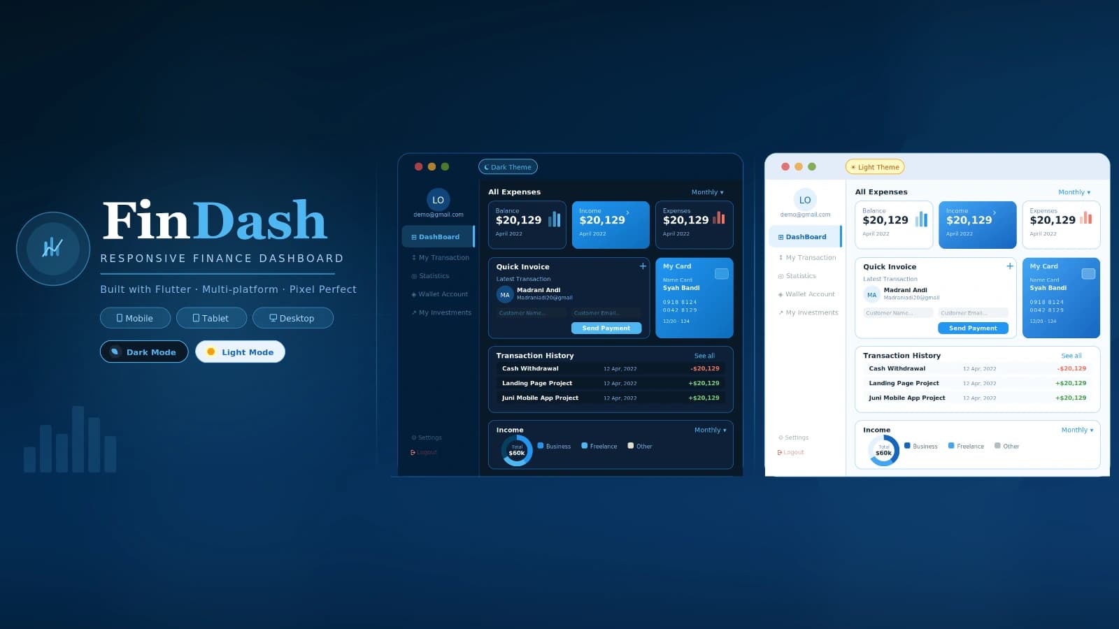 FinDash Official Project Banner — Responsive Financial Dashboard Showcase